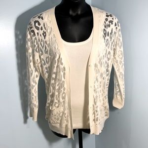 Magaschoni 2PC Set Ivory Tank/Cardigan Sz-L